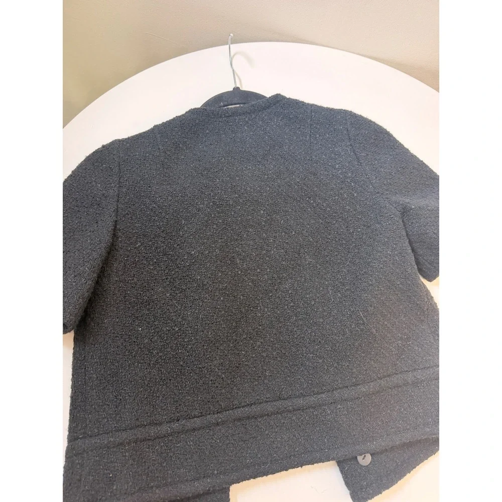Textured Navy Short-Sleeve Jacket - Brand Unspecified